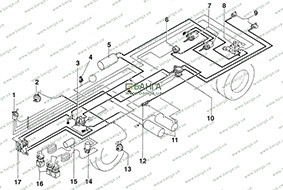 Схема расположения элементов тормозной системы автомобиля MAN M 2000 