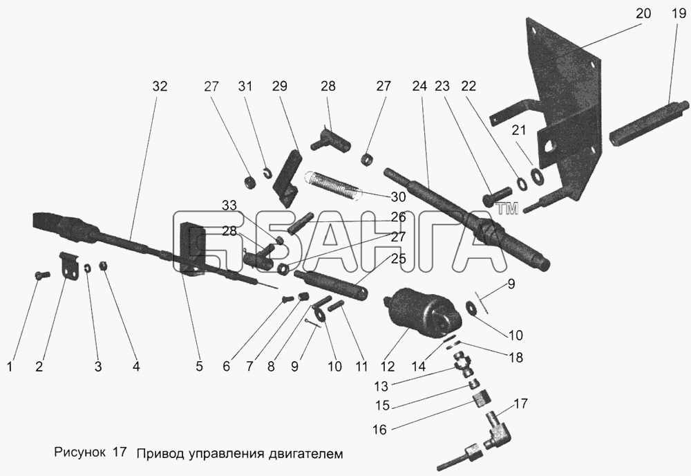 АМАЗ МАЗ-103 Схема Привод управления двигателем banga.ua