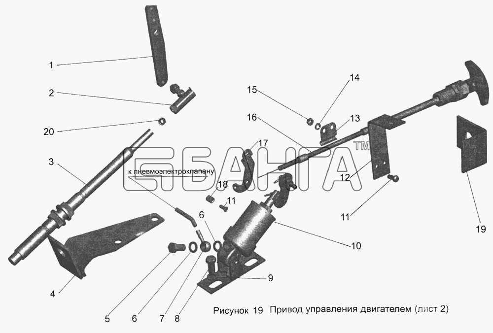АМАЗ МАЗ-103 Схема Привод управления двигателем (лист 2) banga.ua