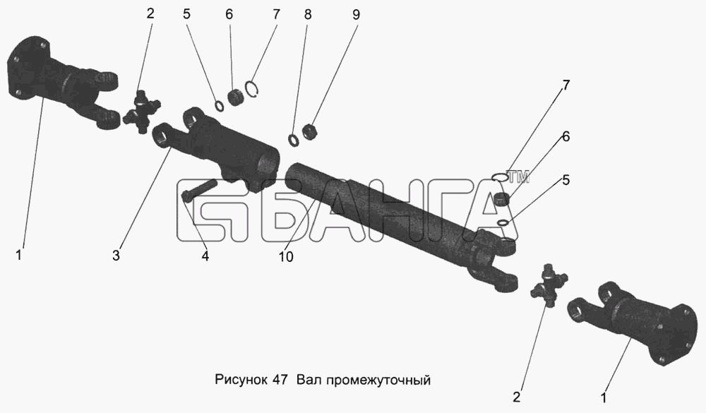 АМАЗ МАЗ-103 Схема Вал промежуточный 104-1703016-31-50 banga.ua
