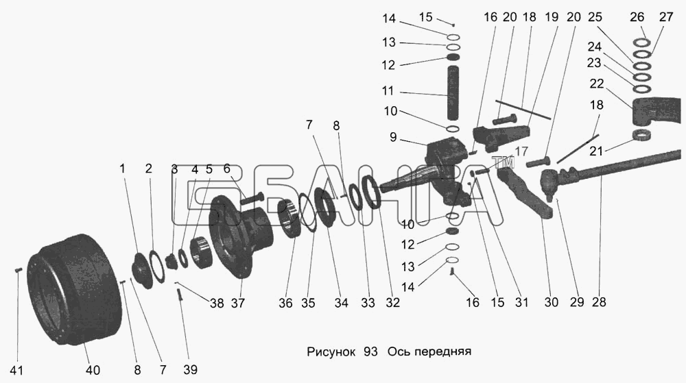 АМАЗ МАЗ-103 Схема Ось передняя 105-3000015-94 banga.ua