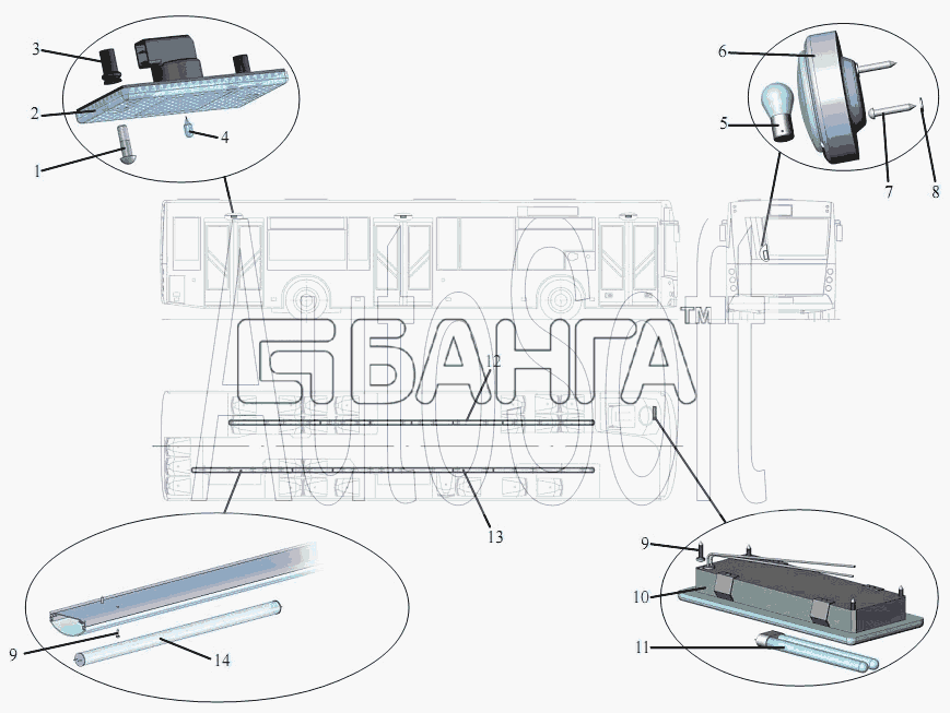 АМАЗ МАЗ-203 Схема Установка внутренней светотехники-58 banga.ua