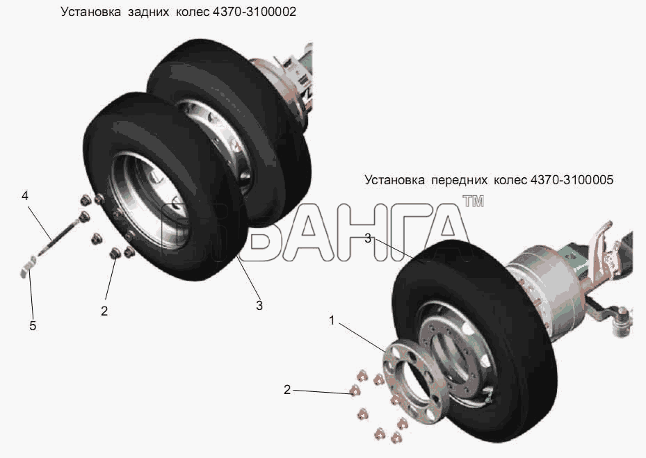 АМАЗ МАЗ-256 (вариант) Схема Установка колес-98 banga.ua