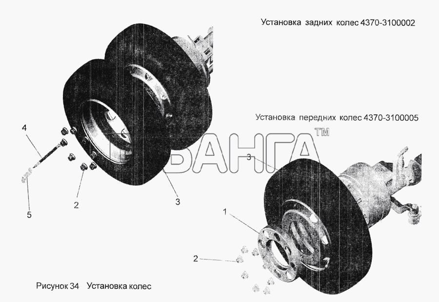 АМАЗ МАЗ-256 Схема Установка колес-100 banga.ua