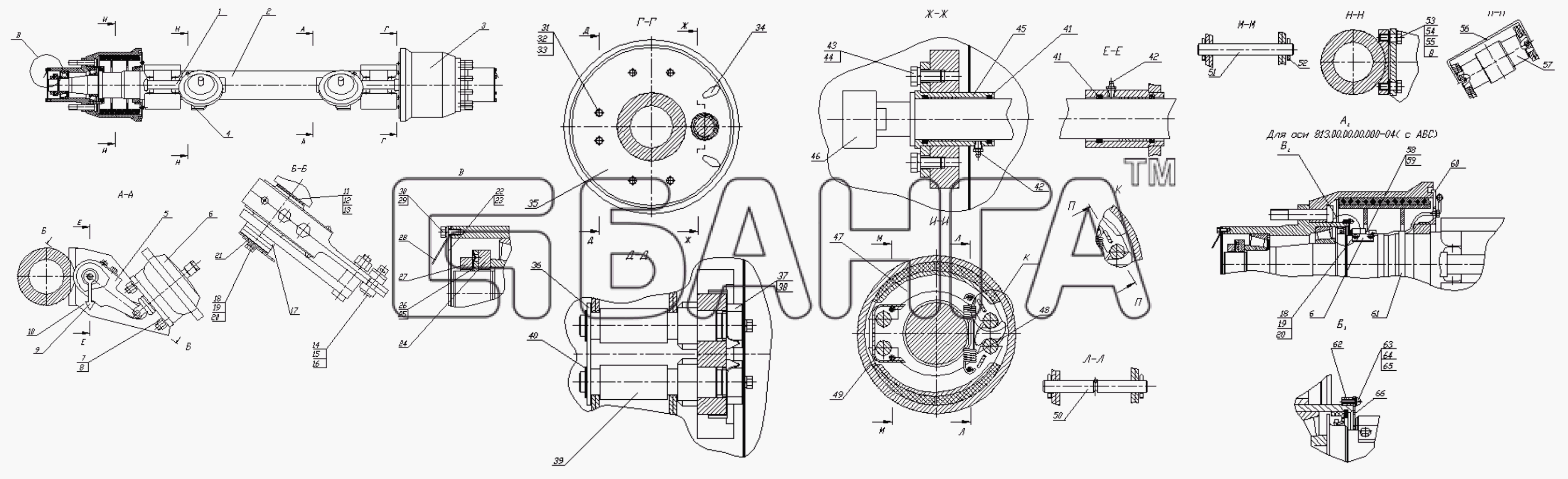 Брянский Полуприцеп 93384А-10 Схема Ось колесного хода