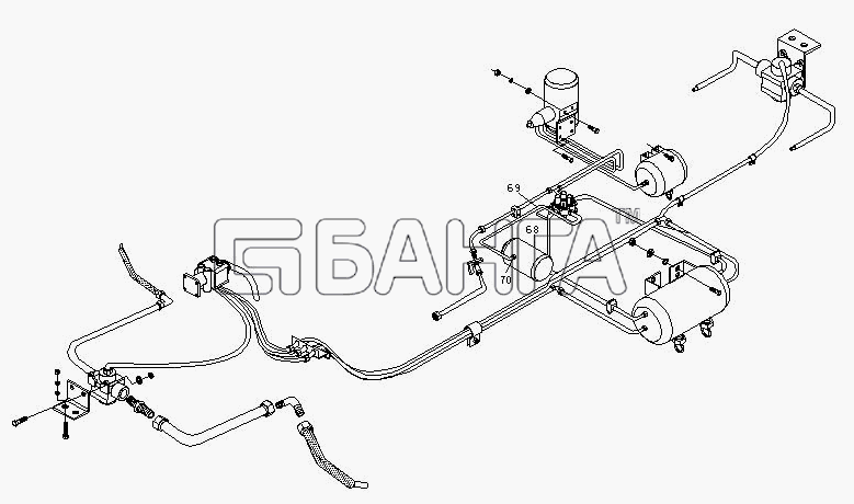 BAW BJ 1044 1065 Схема Трубопроводы тормозные 1065-84 banga.ua