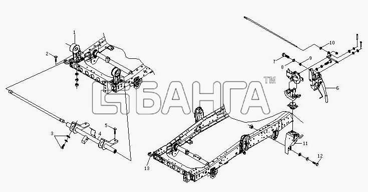 BAW BJ 1044 1065 Схема Механизм опрокидывания кабины-6 banga.ua