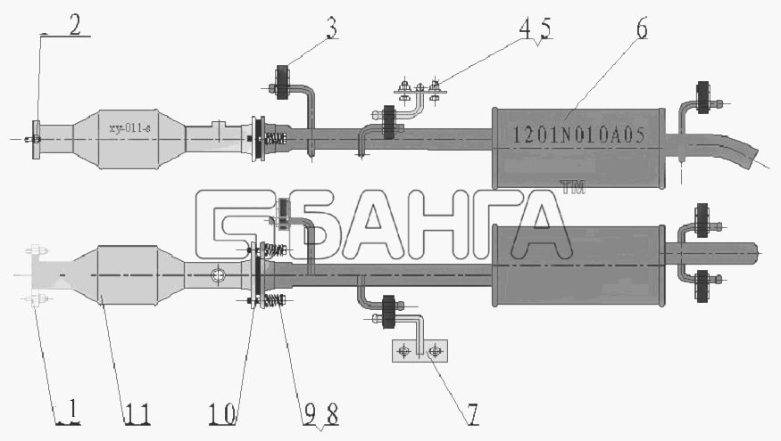 BAW BAW-33463 Tonik Схема Система выпуска-45 banga.ua