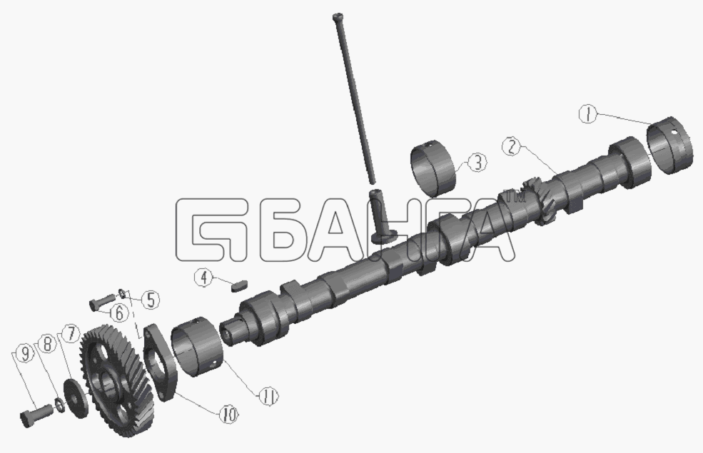 BAW Двигатель BAW-1044 E2 Схема Camshaft Assembly-8 banga.ua