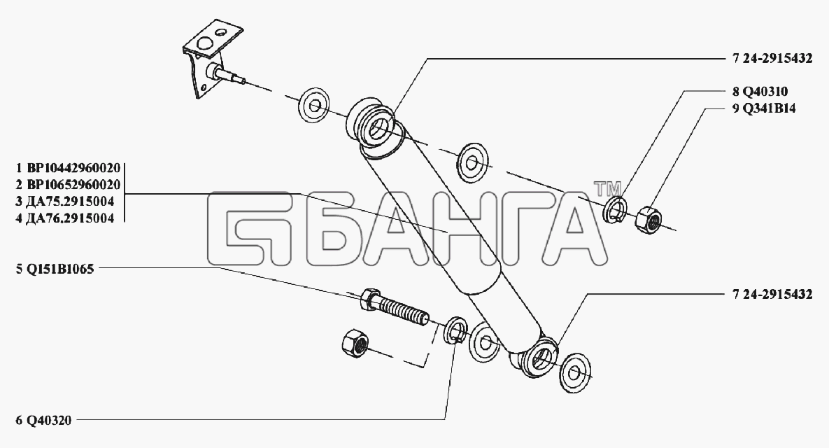 BAW Шасси BJ 1044 1065 Схема Амортизаторы задние (2915)-15 banga.ua