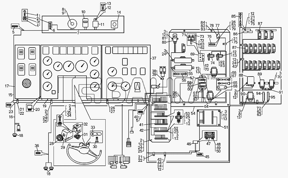 БелАЗ БелАЗ-7513 Схема Монтаж электрооборудования в кабине banga.ua