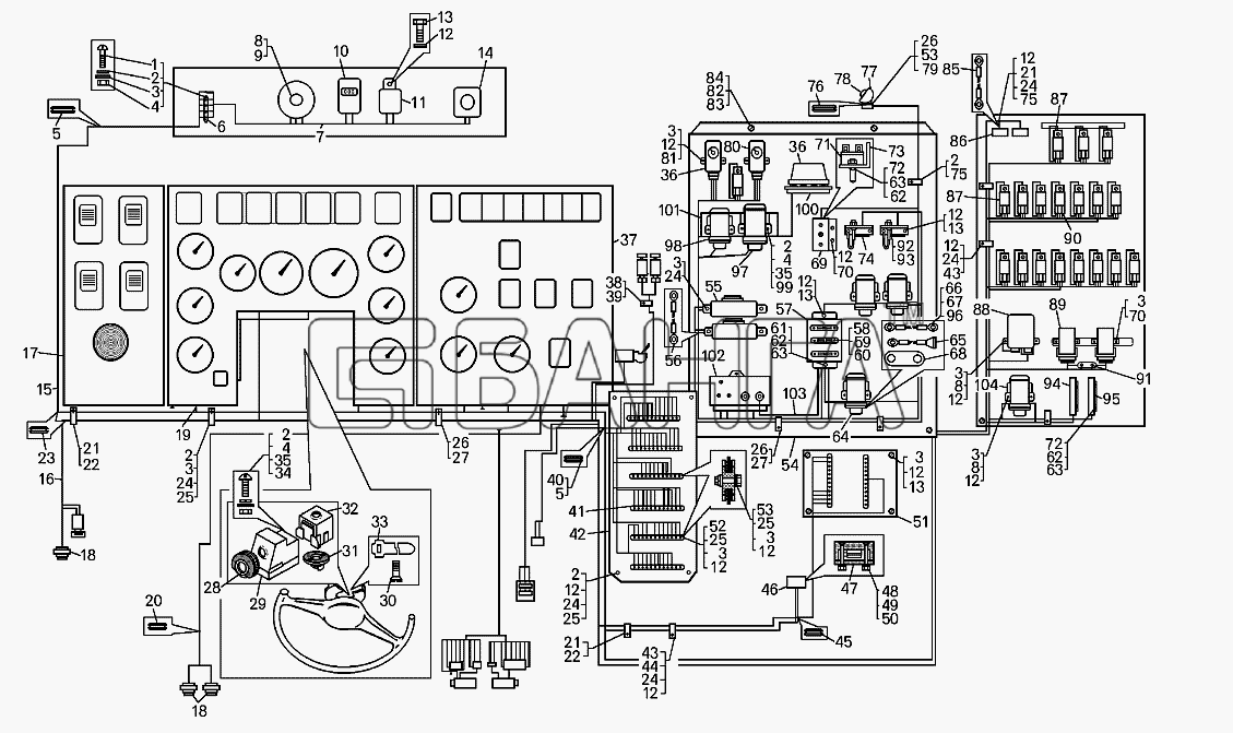 БелАЗ БелАЗ-7513 Схема Монтаж электрооборудования в кабине banga.ua