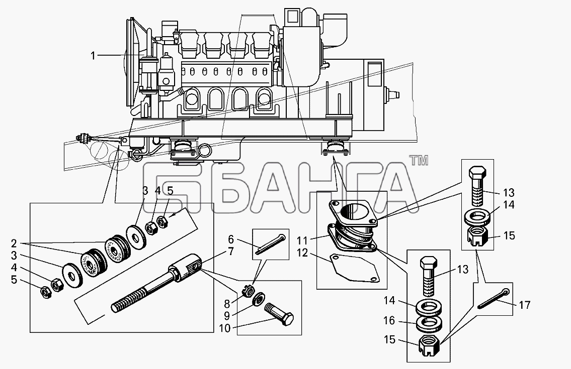 БелАЗ БелАЗ-7513 Схема Установка дизель-генератора на самосвале