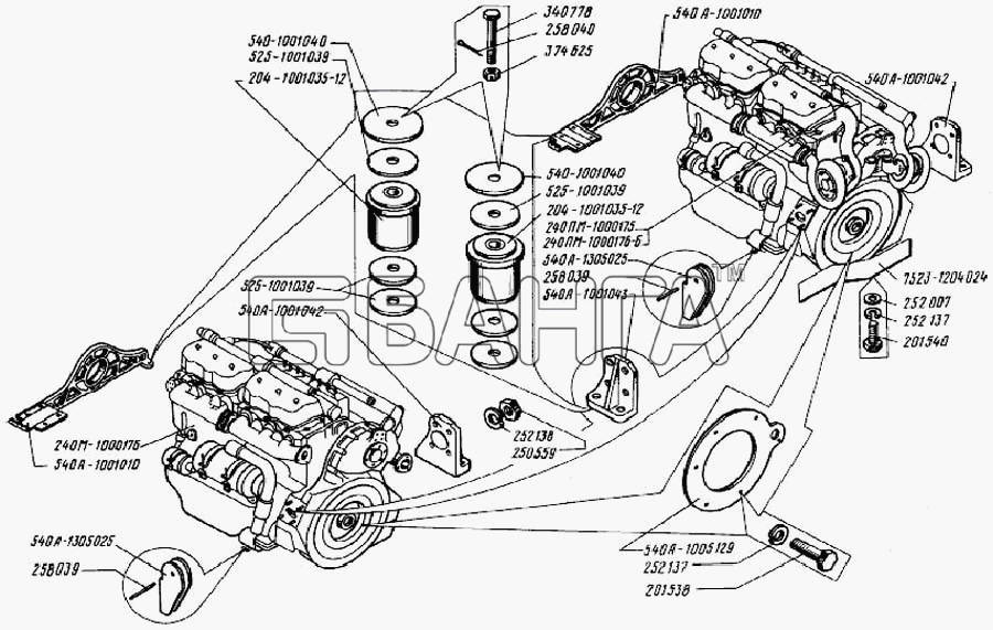 БелАЗ Общий (см. мод-ции) Схема Двигатель и его подвеска-37 banga.ua