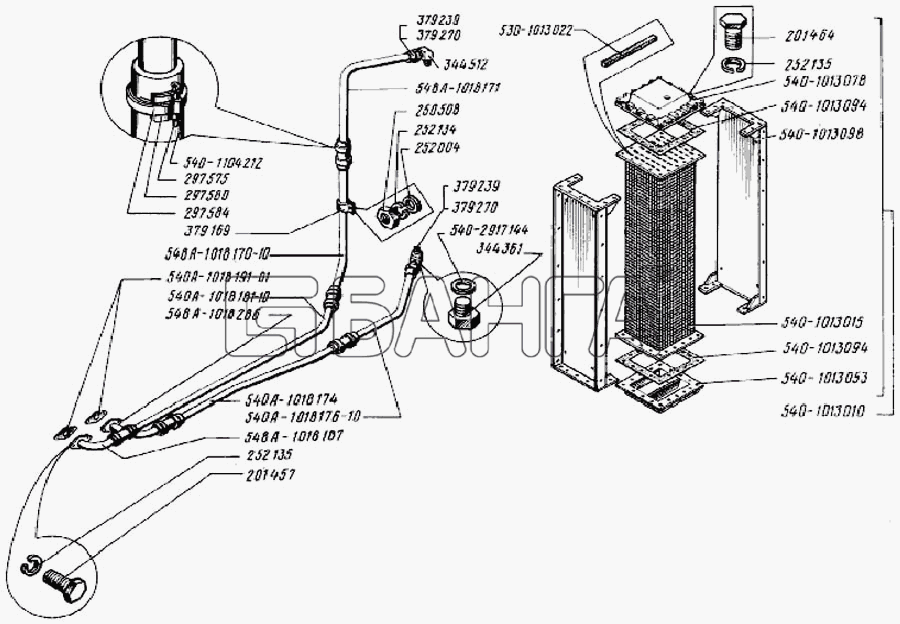 БелАЗ Общий (см. мод-ции) Схема Масляный радиатор и маслопроводы