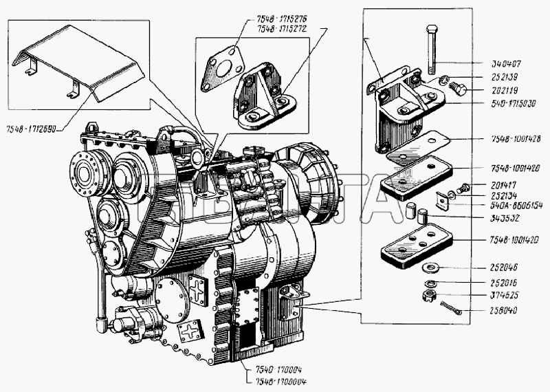 БелАЗ БелАЗ-7540 Схема Установка гидромеханической передачи-54