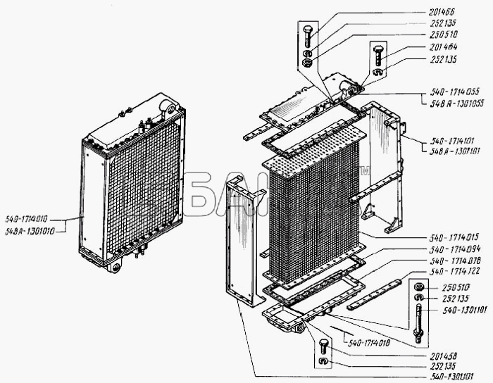 БелАЗ БелАЗ-7540 Схема Радиатор охлаждения масла гидромеханической
