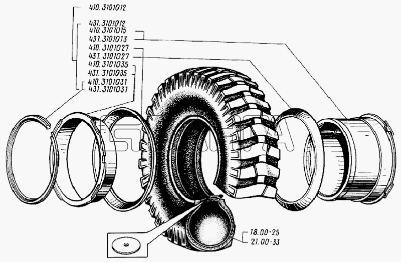 БелАЗ Общий (см. мод-ции) Схема Детали колес-151 banga.ua