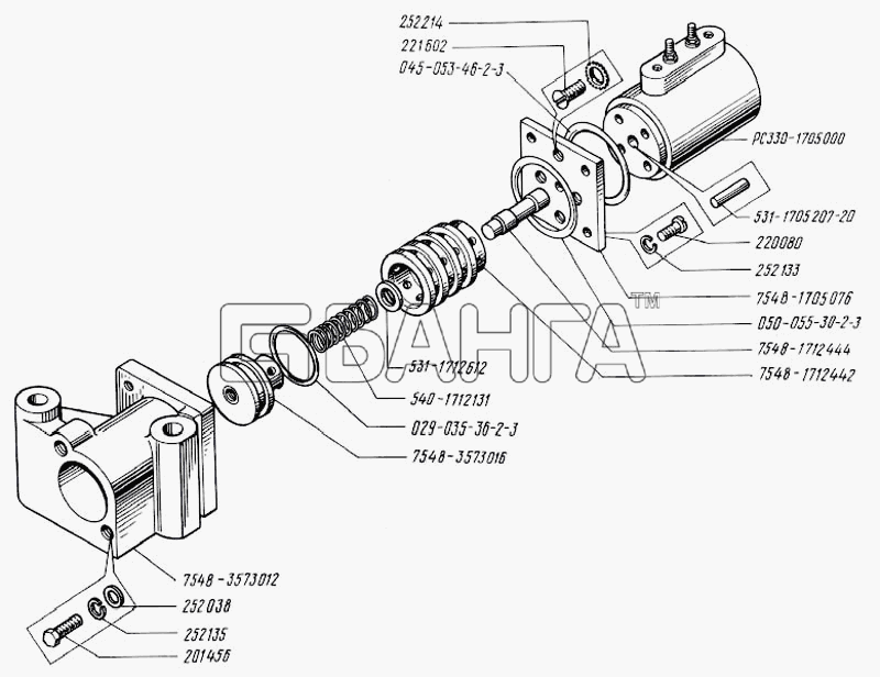 БелАЗ БелАЗ-75231 Схема Механизм привода управления гидравлическим