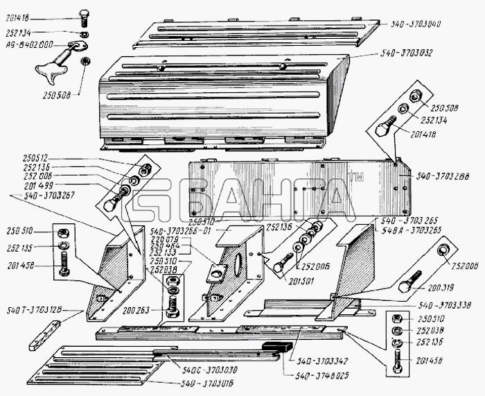 БелАЗ Общий (см. мод-ции) Схема Ящик аккумуляторных батарей-203