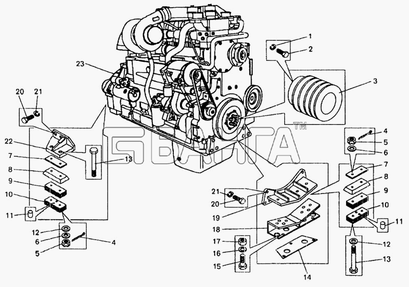 БелАЗ БелАЗ-7548А Схема Установка двигателя на самосвале banga.ua