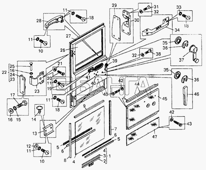БелАЗ БелАЗ-7548А Схема Дверь кабины (16.2)-8 banga.ua