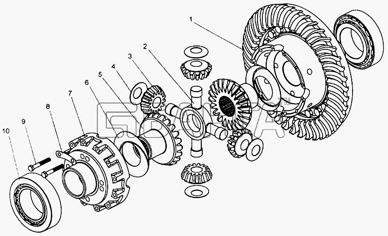 БелАЗ БелАЗ-7555A Схема Дифференциал заднего моста-149 banga.ua