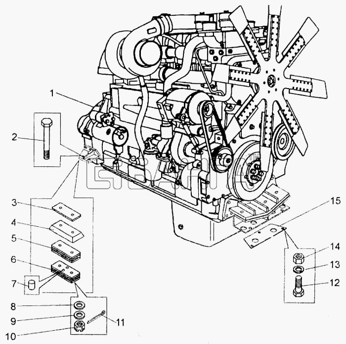 БелАЗ БелАЗ-7555A Схема Установка двигателя на самосвал banga.ua