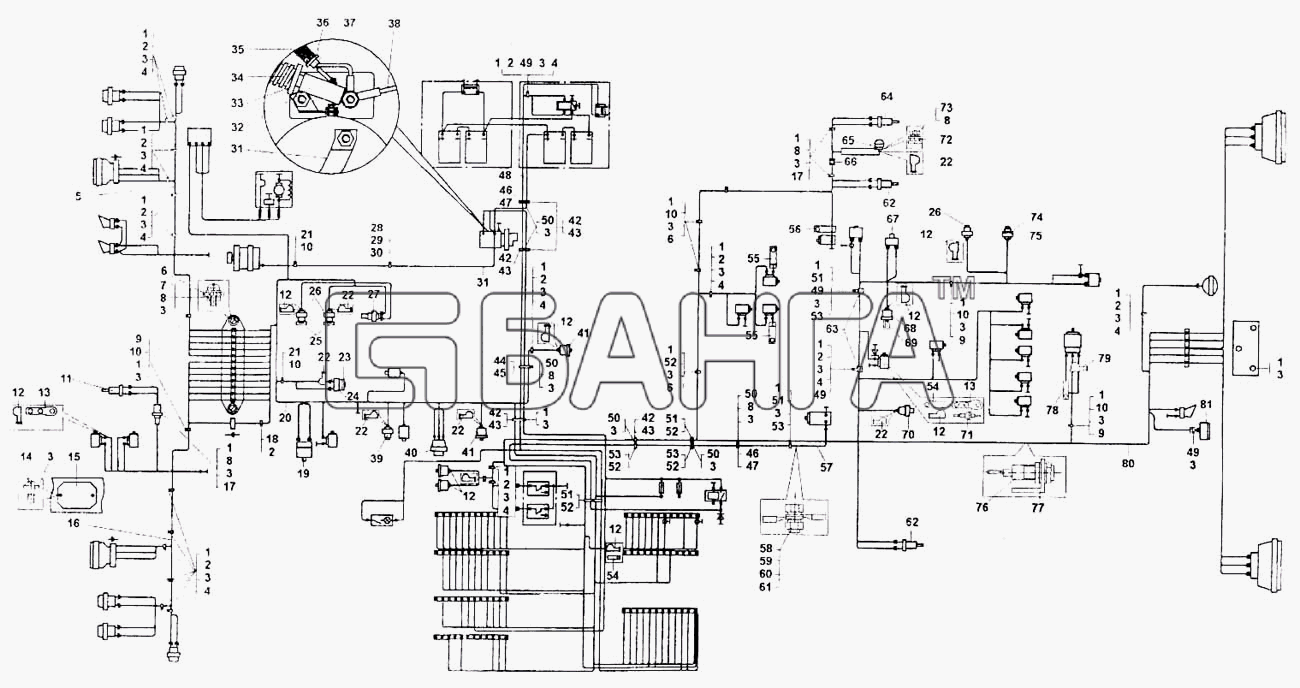 БелАЗ БелАЗ-7555A Схема Схема электрооборудования (монтаж проводов