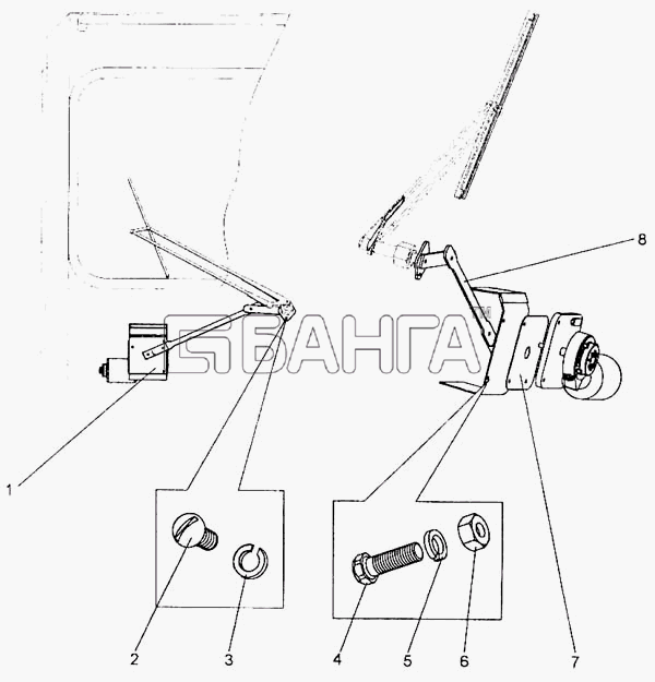 БелАЗ БелАЗ-7555A Схема Установка стеклоочистителя-208 banga.ua