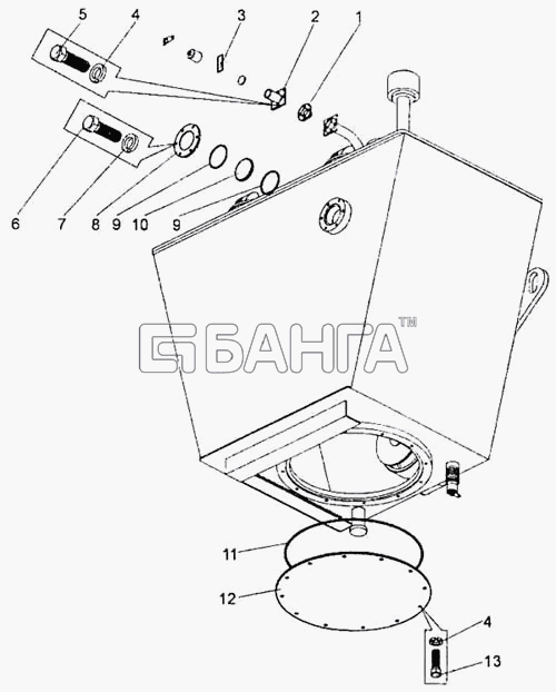 БелАЗ БелАЗ-7555A Схема Бак масляный установка заправочного клапана