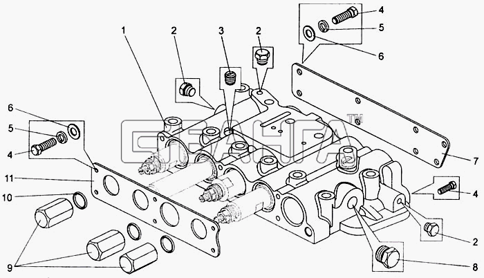 БелАЗ БелАЗ-7555A Схема Коробка золотниковая установка крышек banga.ua