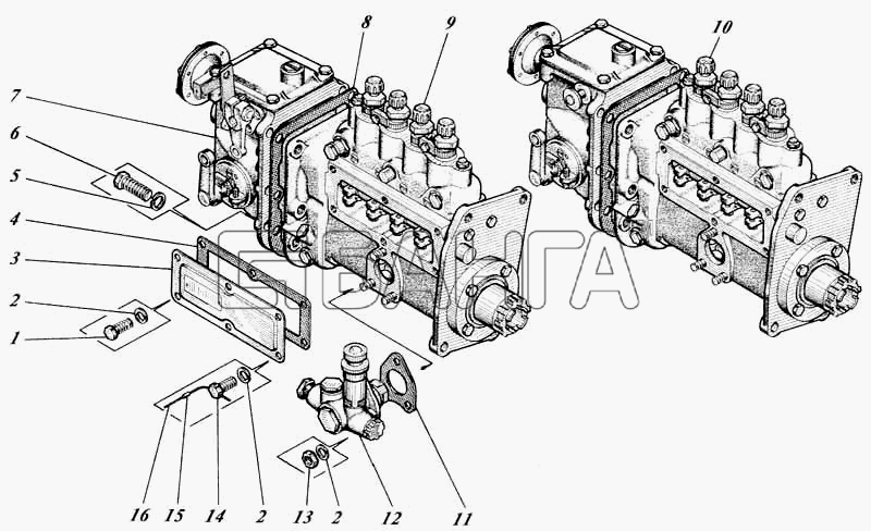Алтайдизель Д-442 Схема Насос топливный с регулятором 442-16с1-01-89