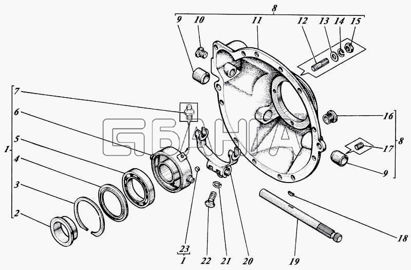 Алтайдизель Д-442 Схема Муфта сцепления 444-21с1-10-142 banga.ua