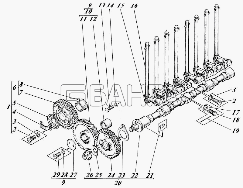 Алтайдизель Д-442И Схема Механизм распределения 41-05c1-41 banga.ua