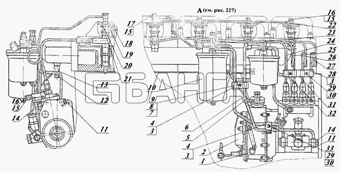 Алтайдизель Д-442И Схема Система дизеля топливная 432И-15с1-91