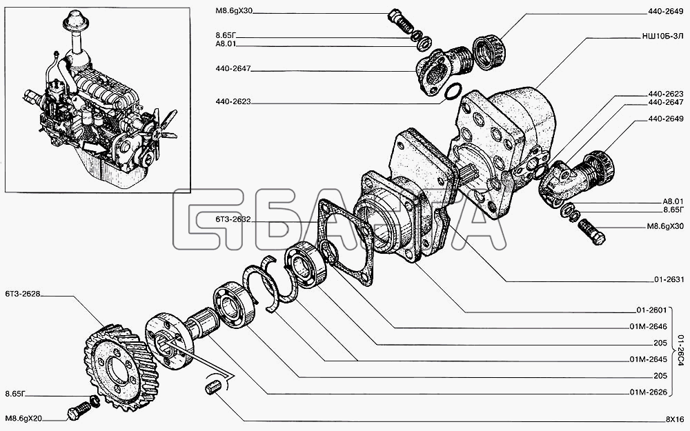 Алтайдизель А-41 Схема Насос шестеренчатый НШ-10-16 banga.ua