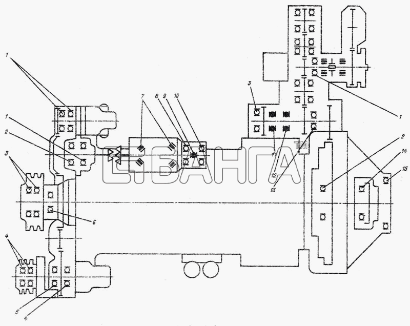 Алтайдизель А-01М Д-461 Схема Схема расположения подшипников качения