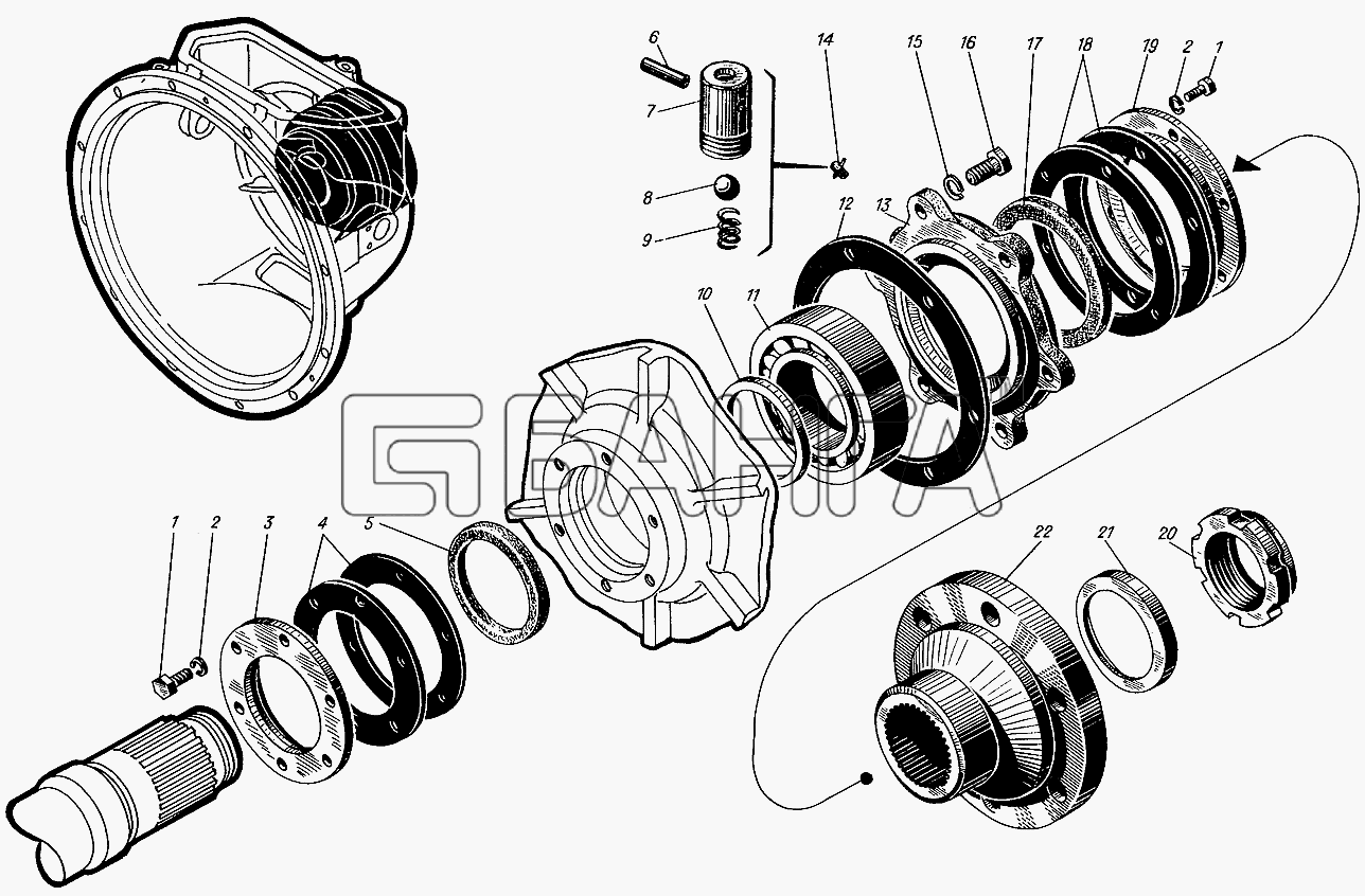 Барнаултрансмаш Дизели Д12С1 Схема Выходной фланец муфты сцепления-119