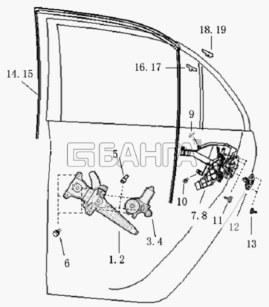 BYD BYD F3 Схема Механизм задней двери-9 banga.ua