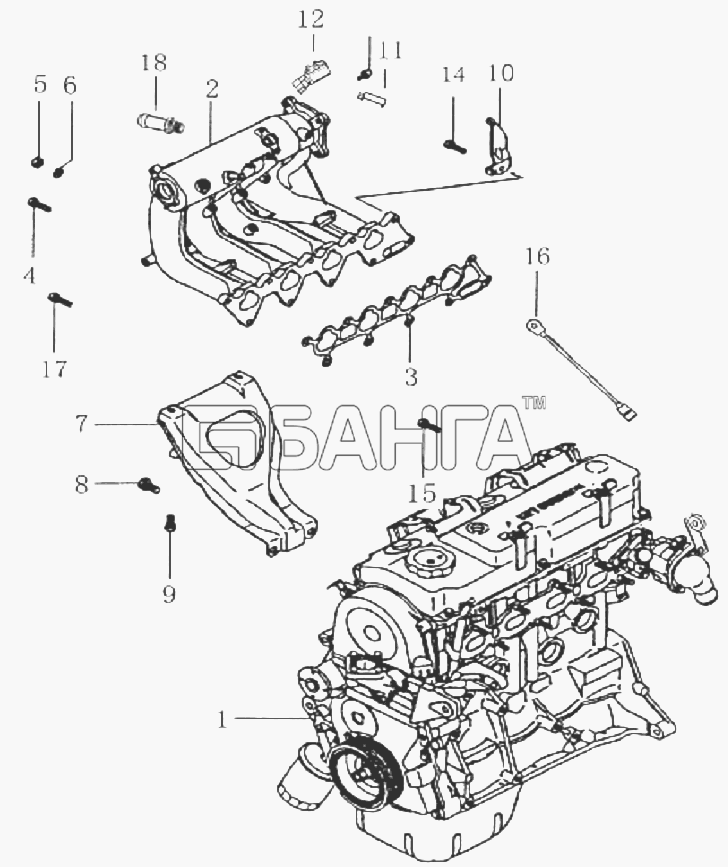 BYD BYD F3 Схема Впускной газовый коллектор-73 banga.ua