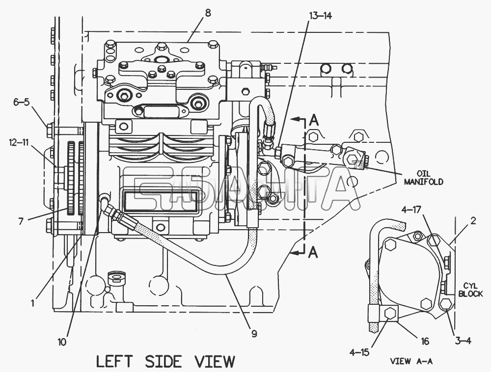 Caterpillar Caterpillar-3116 Схема 106-7853 Воздушный компрессор-13