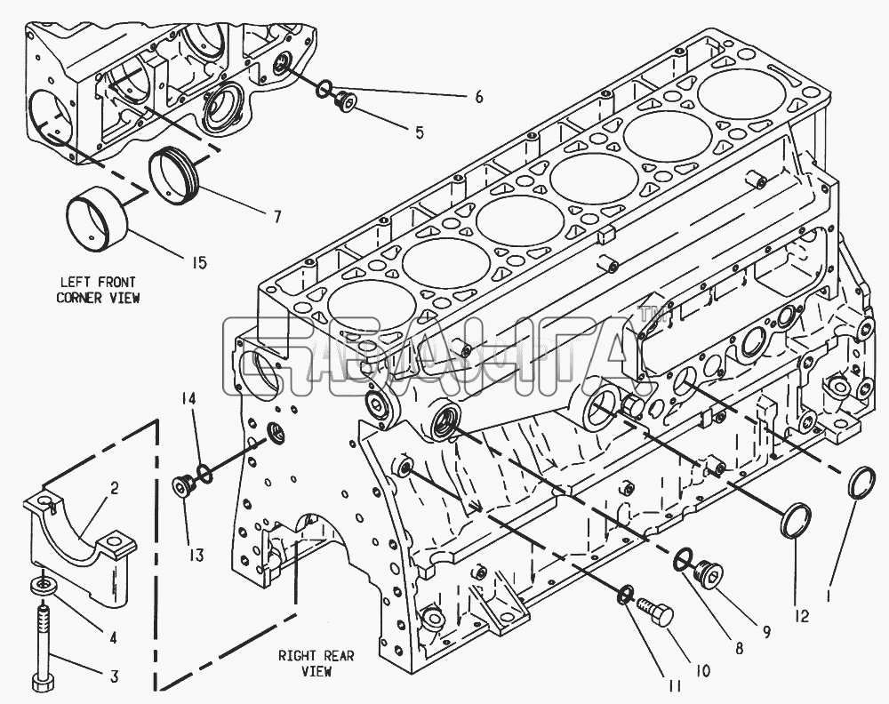 Caterpillar Caterpillar-3116 Схема 129-1095 Блок цилиндров-47 banga.ua