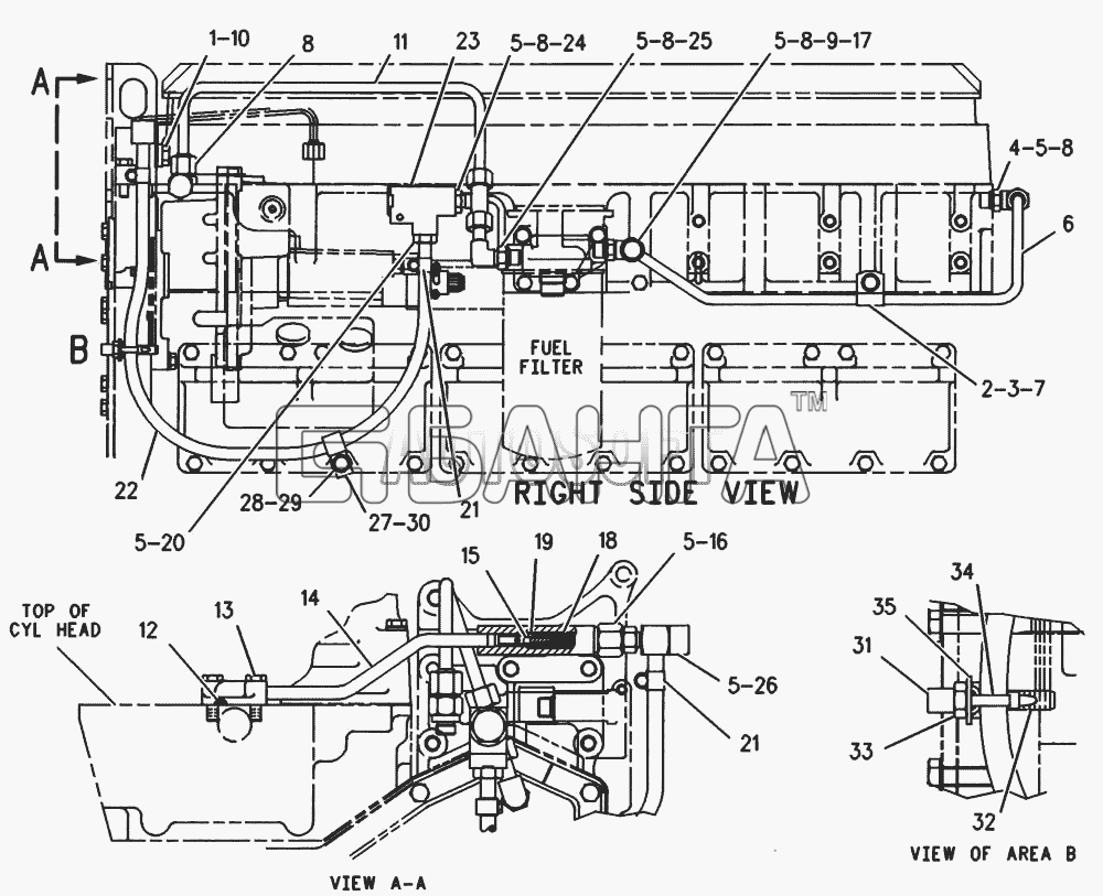 Caterpillar Caterpillar-3116 Схема 6I-2420 Трубопроводы топливного