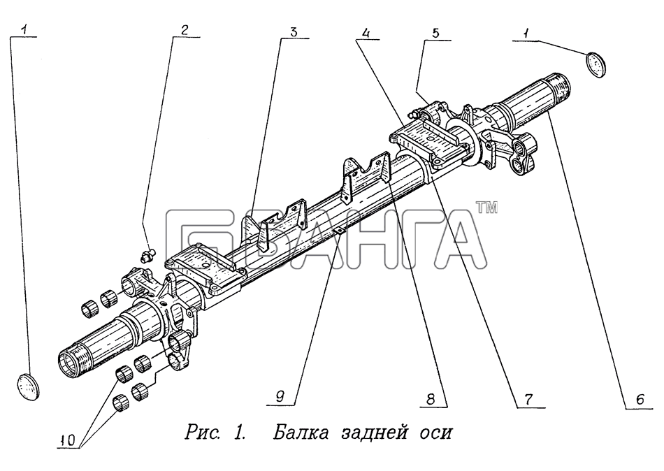 ЧМЗАП ЧМЗАП-9906 Схема Балка задней оси-46 banga.ua