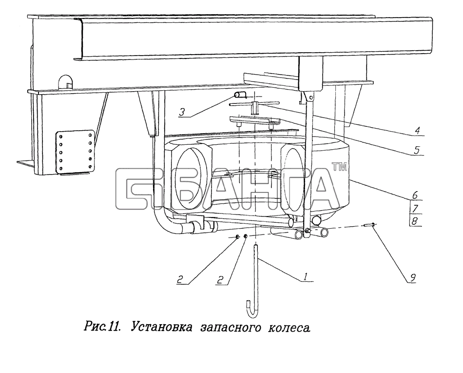 ЧМЗАП ЧМЗАП-9906 Схема Установка запасного колеса-49 banga.ua