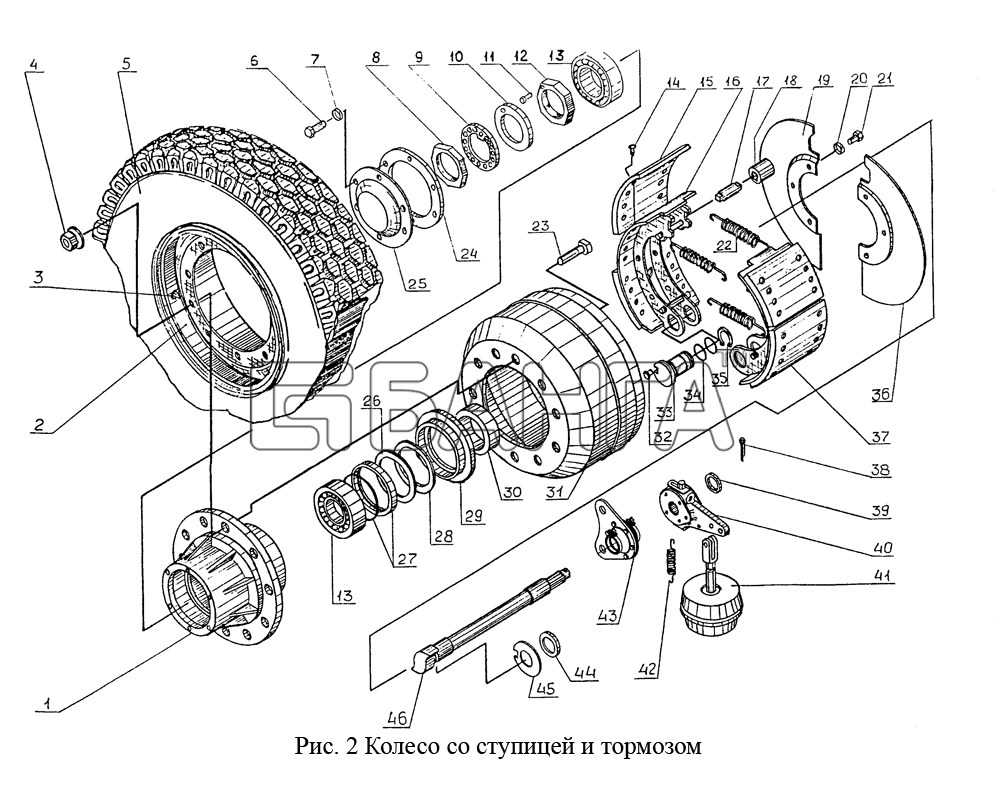 ЧМЗАП ЧМЗАП-9906 Схема Колесо со ступицей и тормозом-48 banga.ua