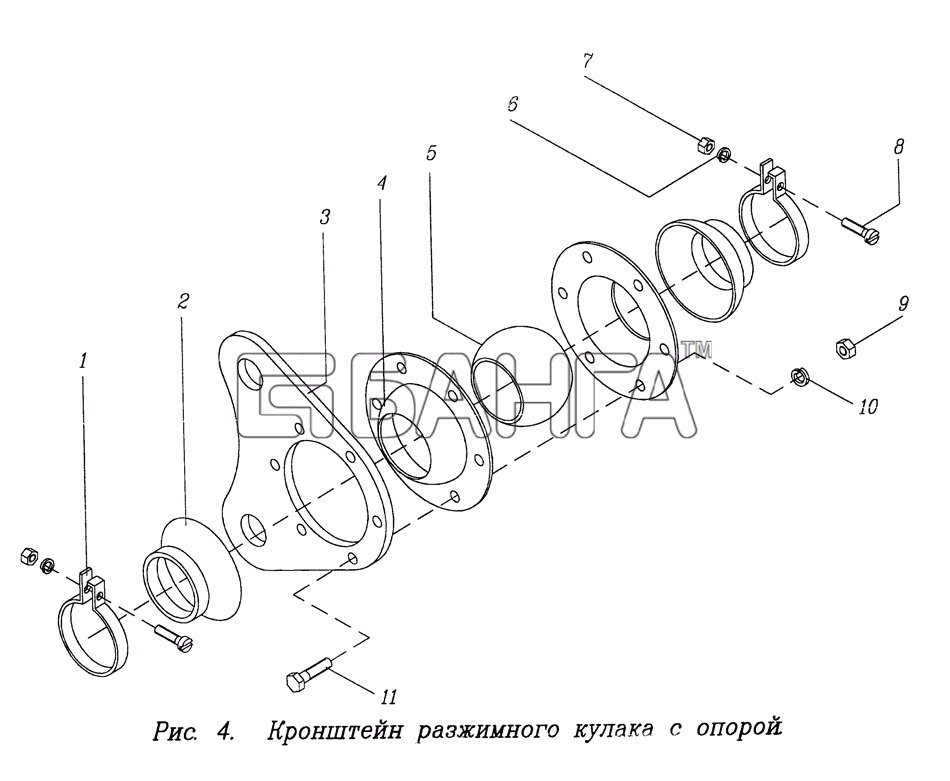 ЧМЗАП ЧМЗАП-9906 Схема Кронштейн разжимного кулака с опорой-60