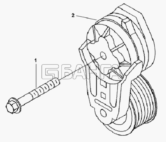 Cummins L375-20 Схема Установка натяжителя ремня-72 banga.ua