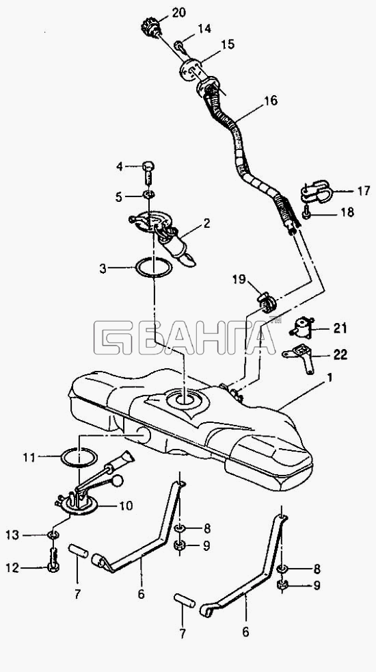 Daewoo Espero Схема Топливный бак-92 banga.ua